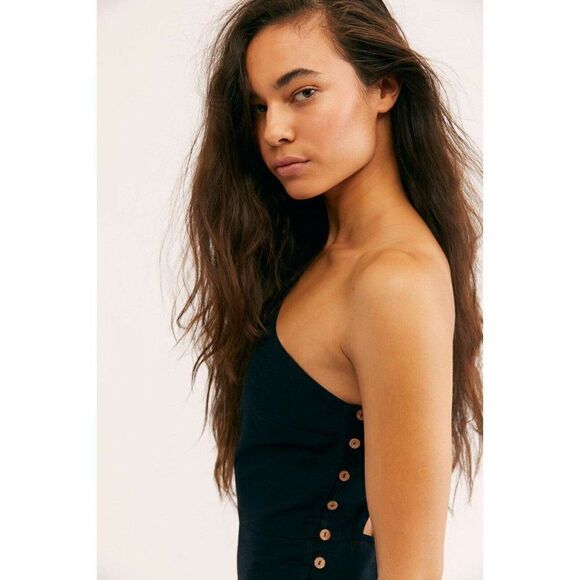 NEW FREE PEOPLE ENDLESS SUMMER LOOKING BACK ONE SHOULDER JUMPSUIT BLACK - Picture 3 of 3